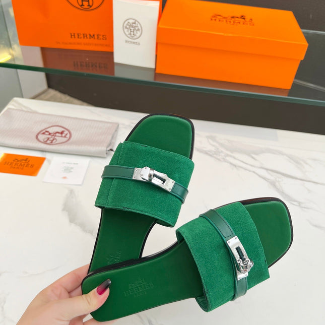 Giulia Sandal Green Suede Green Calfskin