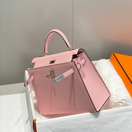 KELLY 25CM IN ROSE SAKURA SWIFT CALFSKIN SILVER HARDWARE