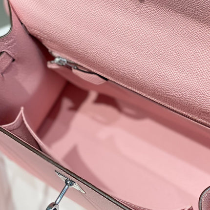 KELLY 25CM IN ROSE SAKURA SWIFT CALFSKIN SILVER HARDWARE