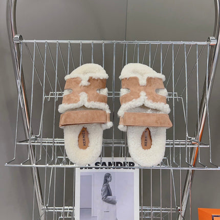 HM 26S SANDAL IN CREAM WHITE WOOL AND BEIGE BROWN SUEDE