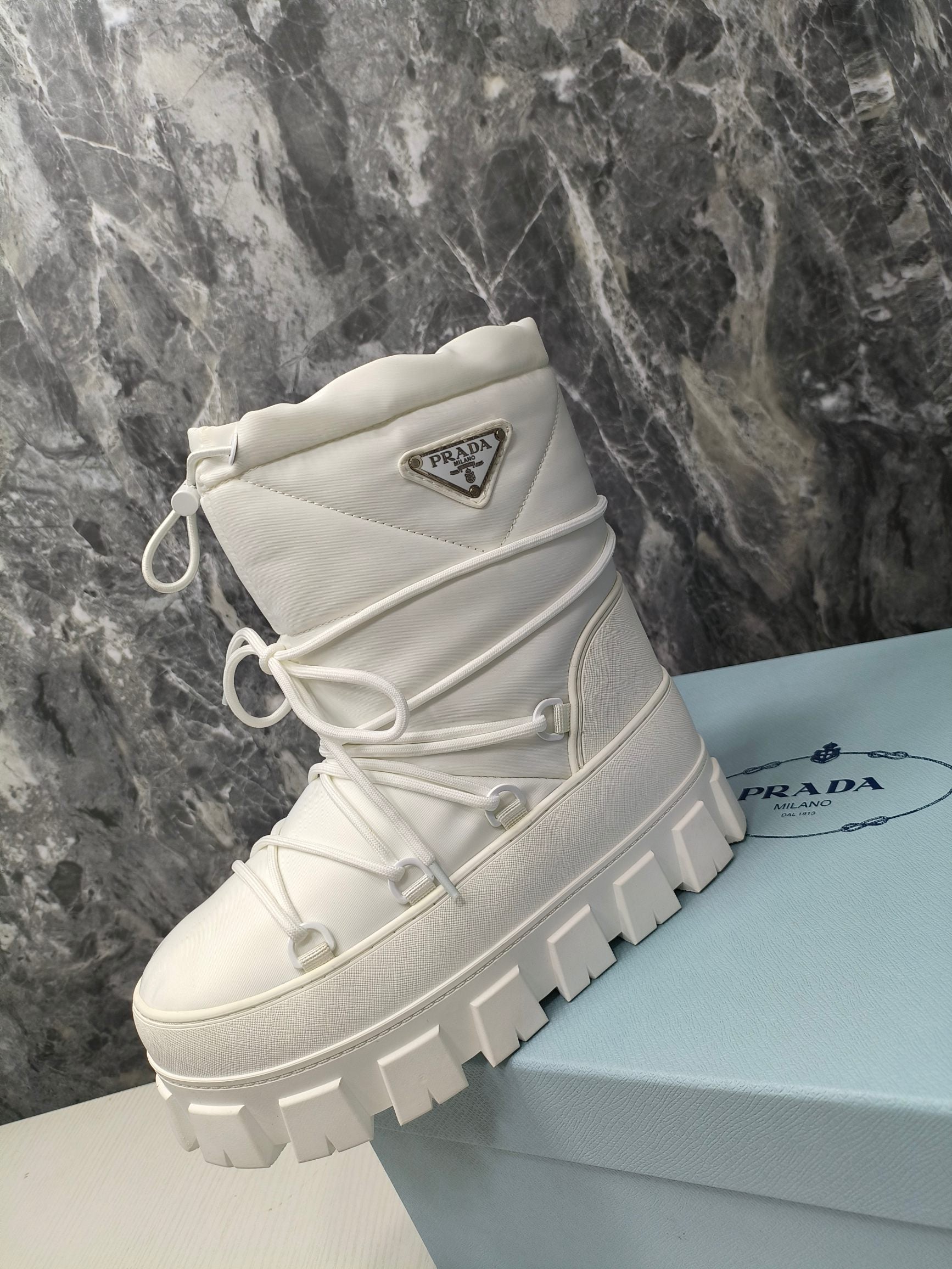 PRA RE-NYLON GABARDINE APRÈS SKI BOOTIES WHITE
