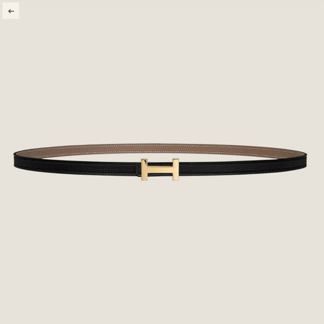 HM FOCUS BUCKLE & REVERSIBLE BLACK AND KHAKI BROWN LEATHER STRAP 13MM GOLD HARDWARE