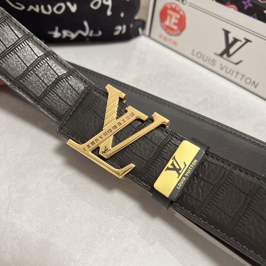 LV 25S BELT 38 MM IN BLACK CALFSKIN 593268
