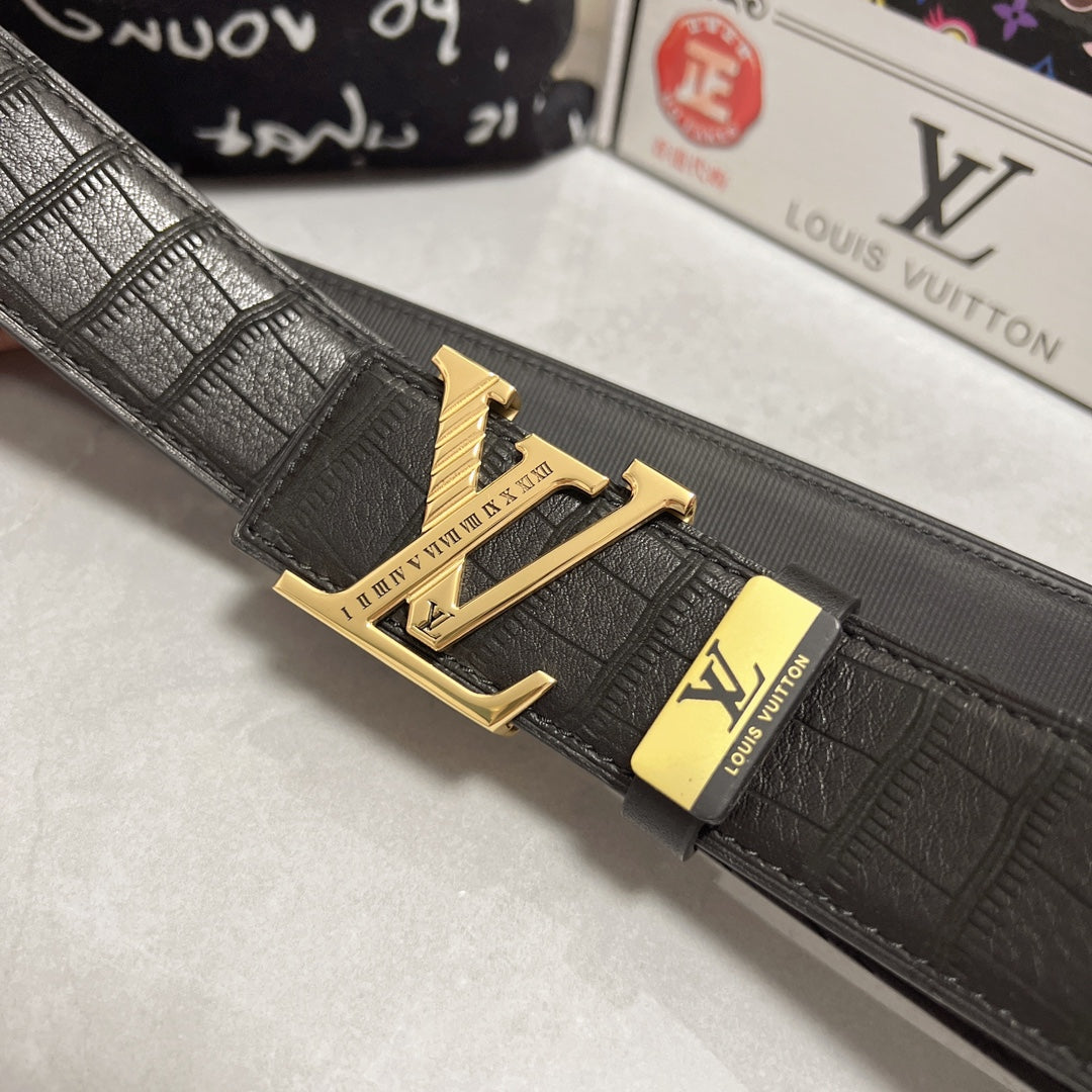 LV 25S BELT 38 MM IN BLACK CALFSKIN 593268
