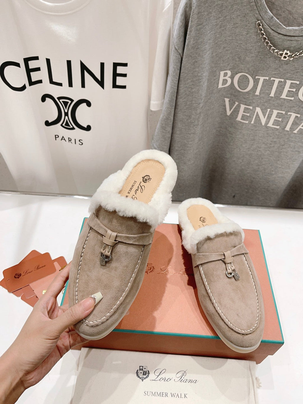 LP CHARMS WALK BABOUCHE LOAFERS PEANUT FLEECE