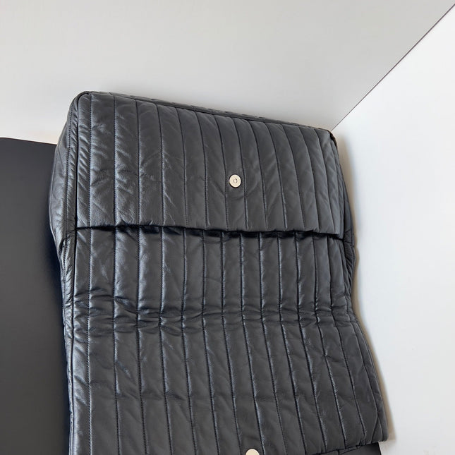 MONACO BAG 43 IN BLACK QUILTED THIN CALFSKIN SILVER HARDWARE