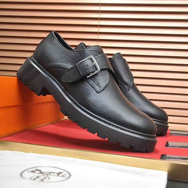 HM MONK STRAP BLACK GRAINED CALFSKIN