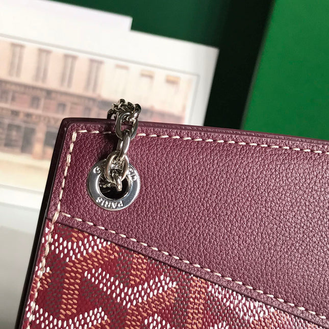 ROUETTE STRUCTURÉ MINI BAG 21 IN WINE RED GOYARDINE CANVAS AND CALFSKIN
