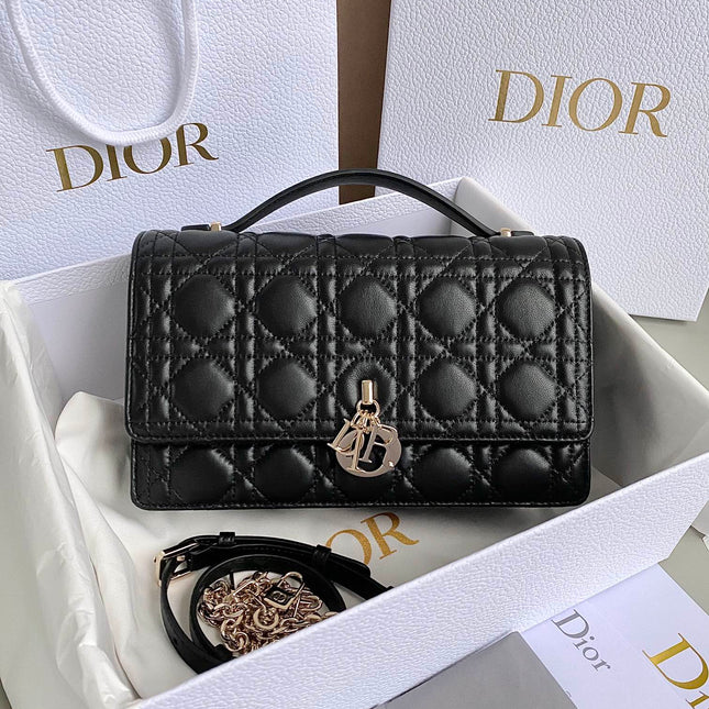 MISS LADY 24 LARGE BAG IN BLACK LAMBSKIN