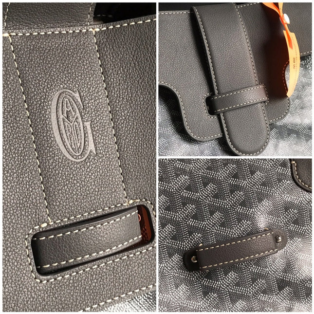 SAIGON SOUPLE BAG 34 IN GREY GOYARDINE CANVAS AND CALFSKIN