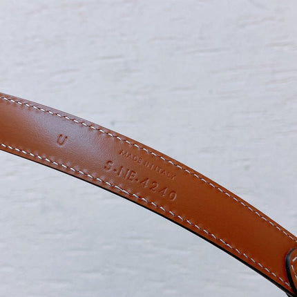 Hook & Loop 20mm TRIOMPHE Logo Square Adjustable Belt Tan Calfskin Ghw
