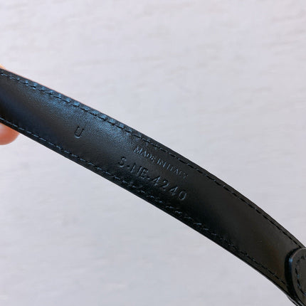 Hook & Loop 20mm TRIOMPHE Logo Square Adjustable Belt Black Calfskin Ghw