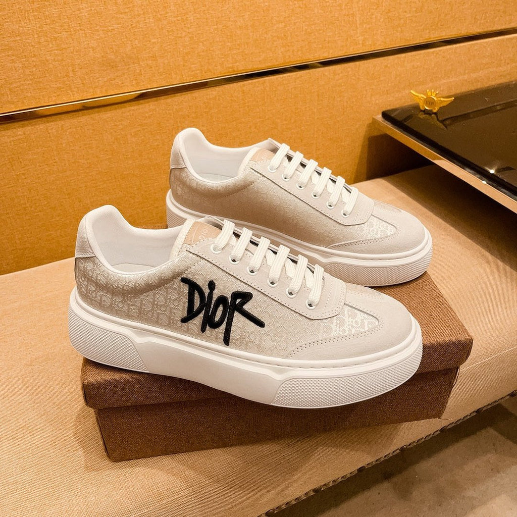 CD HOMME THICK-SOLE SNEAKERS BEIGE JACQUARD