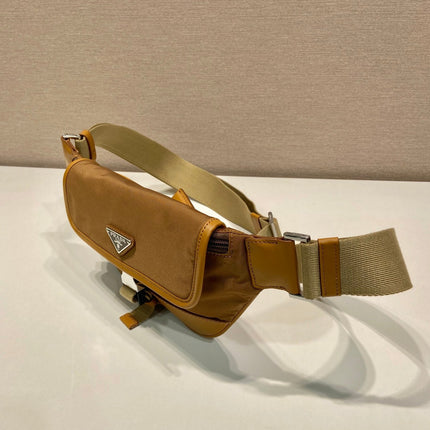 BELT BAG 18 IN SEPIA BROWN RE-NYLON AND CALFSKIN TRIM