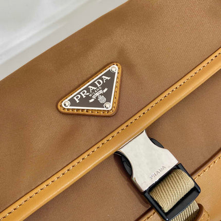 BELT BAG 18 IN SEPIA BROWN RE-NYLON AND CALFSKIN TRIM
