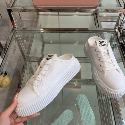 Mule Shoes White Canvas