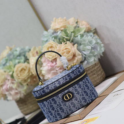 CARO SMALL 20 VANITY CASE IN CERULEAN BLUE MONOGRAM DENIM