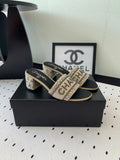 RHINESTONE LETTER HIGH HEELS CARAMEL BROWN AND BLACK LAMBSKIN