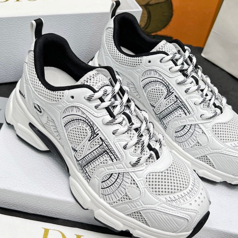 CD CHRONO SNEAKERS IN WHITE AND BLACK MESH