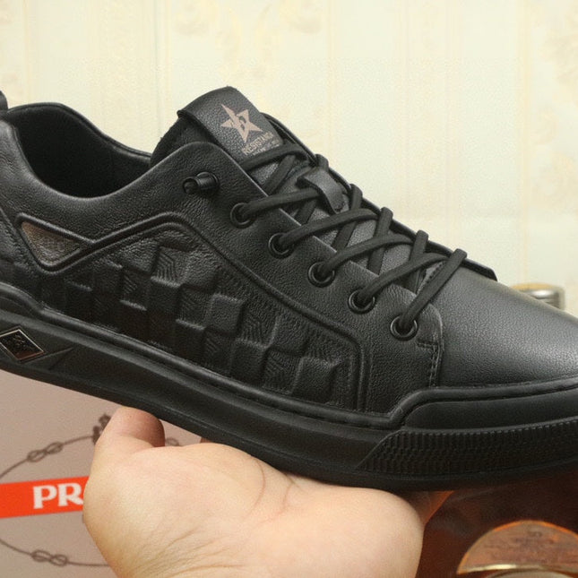 PRA SNEAKER IN BLACK EMBOSSED CALFSKIN