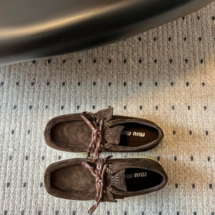 MIUMIU 26S CHUKKA BOOTS IN DARK BROWN SUEDE