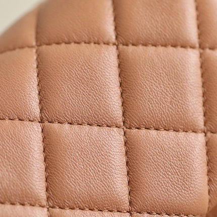 CHANEL 25S FLAP BAG 18 CM IN LIGHT BROWN LAMBSKIN WITH GOLD HARDWARE