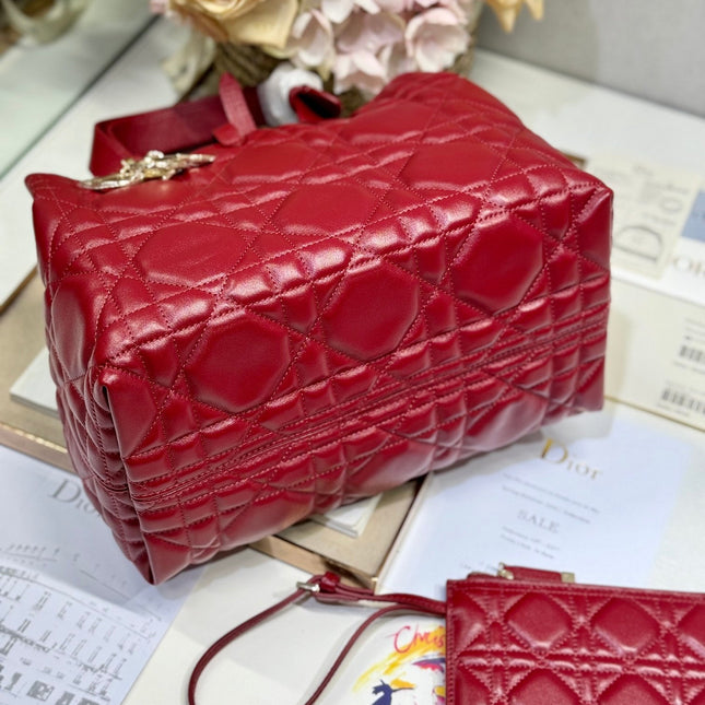 SMALL 28 TOUJOURS BAG IN RUBY RED MACROCANNAGE LAMBSKIN