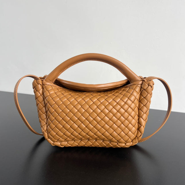COBBLE TOP HANDLE BAG 23 IN BRONZE BROWN LAMBSKIN