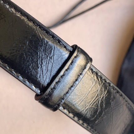 YSL 25S BELT 24 MM IN BLACK CALFSKIN 529687