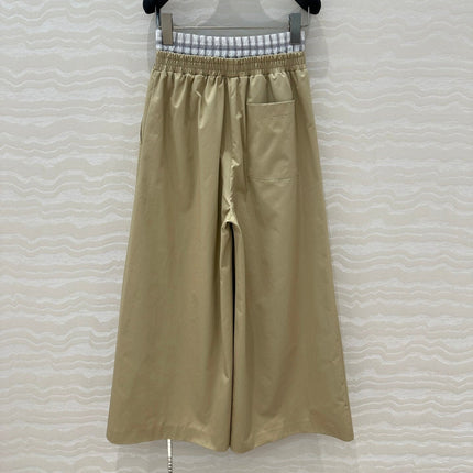 Loewe Wide-leg Straight Pants Beige Cotton