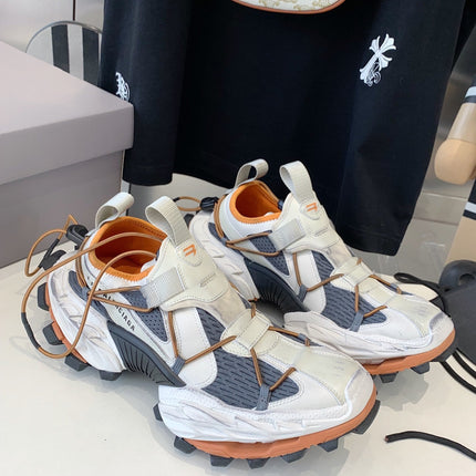 HIKE SNEAKER IN BEIGE AND ORANGE MESH, POLYURETHANE AND POLYESTER