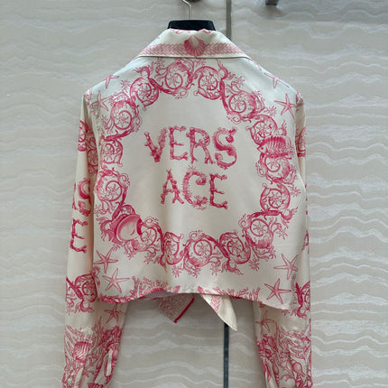 VERSACE SILK SHIRT WITH CORAL PRINT AND NOTCHED COLLAR 263960