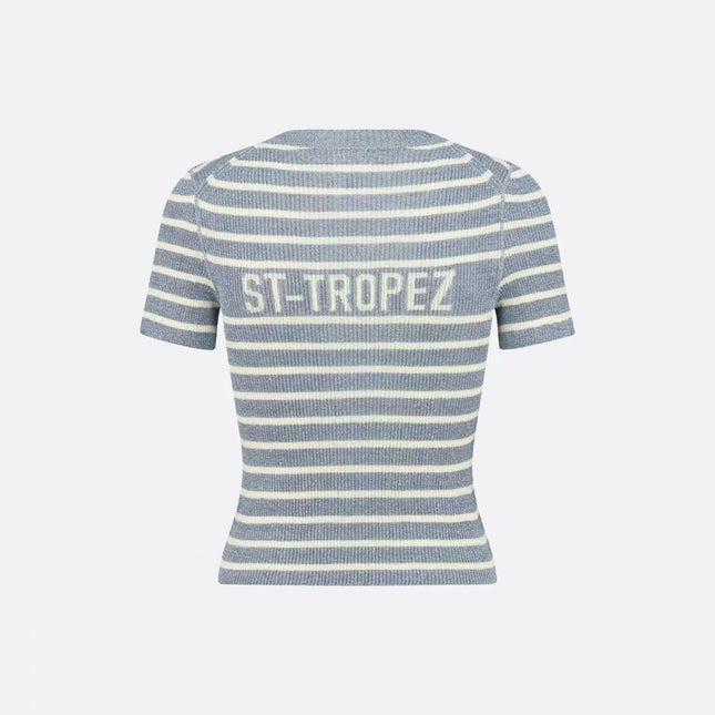 DIOR 26S STRIPED SHORT-SLEEVE KNIT SWEATER 1075