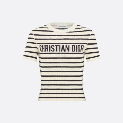 DIOR 26S STRIPED SHORT-SLEEVE KNIT SWEATER 1076