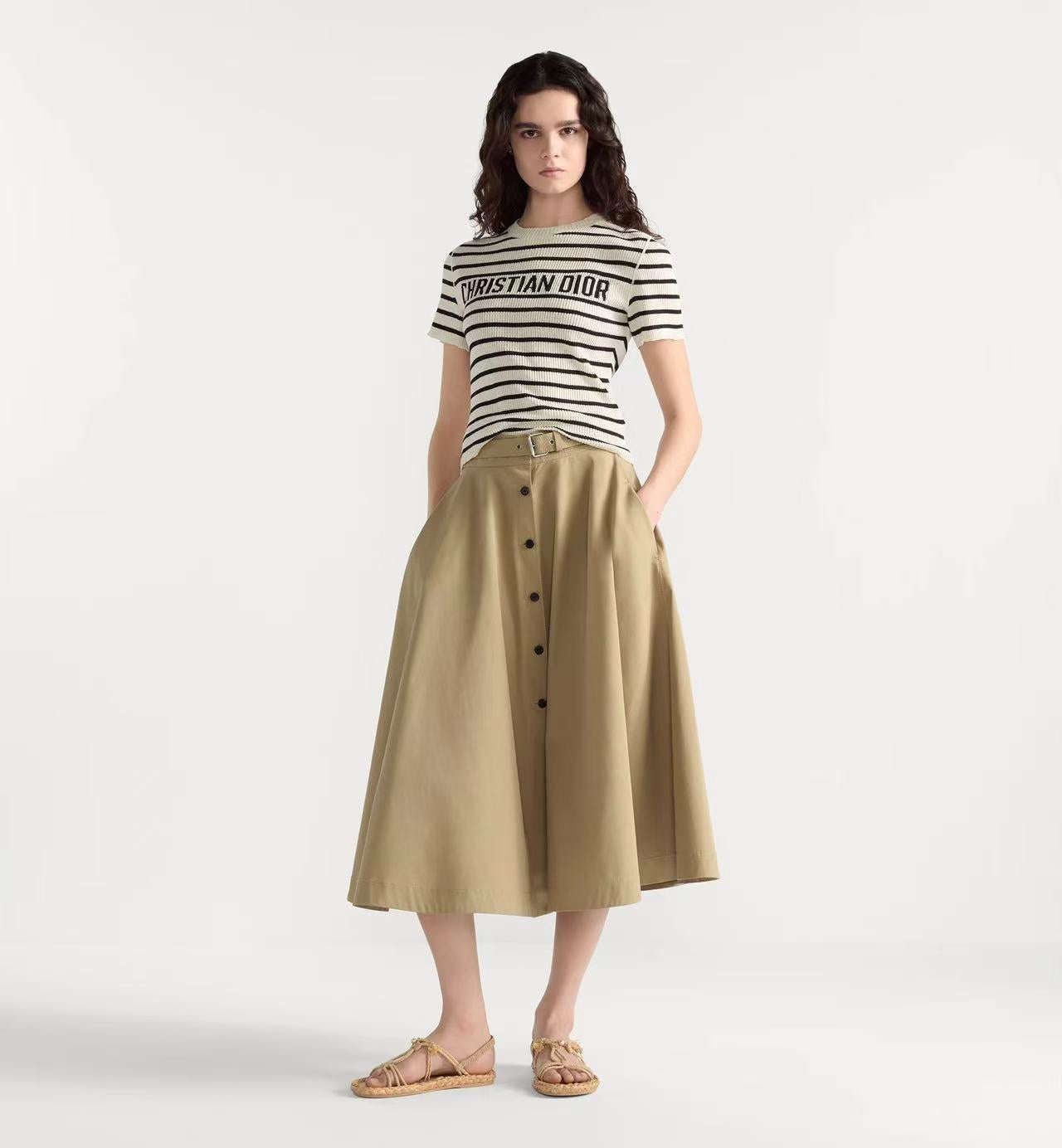 DIOR 26S STRIPED SHORT-SLEEVE KNIT SWEATER 1076