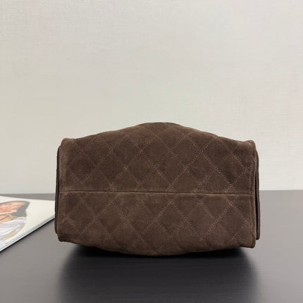 CHANEL 25S HOBO BAG 30 CM IN DARK BROWN SUEDE WITH GOLD HARDWARE