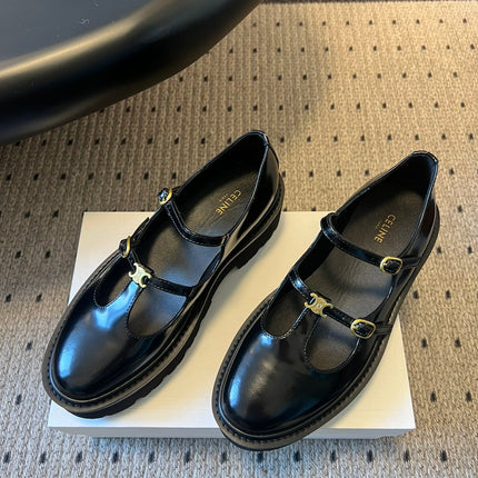 CELINE 26S BULKY BABIES MARY JANE SHOES 40 MM IN BLACK CALFSKIN