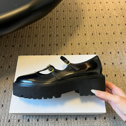 CELINE 26S BULKY BABIES MARY JANE SHOES 40 MM IN BLACK CALFSKIN