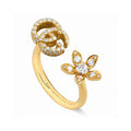 GUCCI 26S GG STAR OPEN RING WITH CRYSTALS IN GOLD TONE METAL 614453