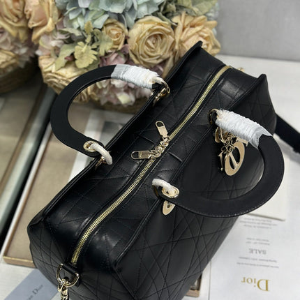 DIOR 26S CANNAGE GRANVILLE 34 IN BLACK CALFSKIN