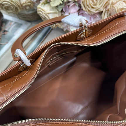 DIOR 26S CANNAGE GRANVILLE BAG 34 IN DARK BROWN CALFSKIN