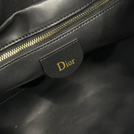 DIOR 26S LADY BAG 34 IN BLACK SUEDE