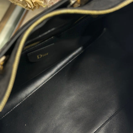 DIOR 26S CANNAGE GRANVILLE BAG 34 IN BLACK SUEDE