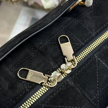 DIOR 26S CANNAGE GRANVILLE BAG 34 IN BLACK SUEDE