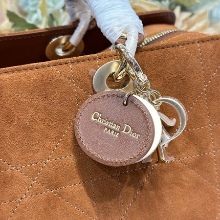 DIOR 26S CANNAGE GRANVILLE BAG 34 IN LIGHT BROWN SUEDE