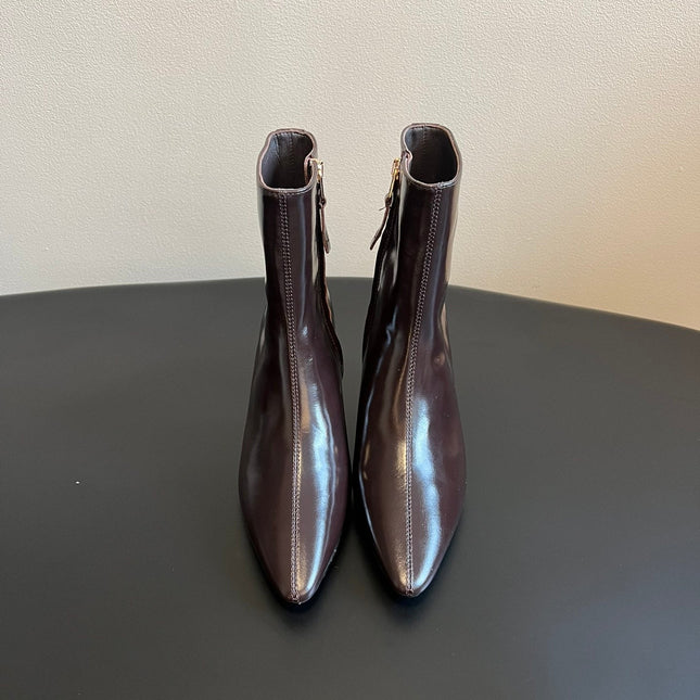 BOTTEGA VENETA 26S POINTED-TOE BOOTS 50 MM IN DARK BROWN CALFSKIN