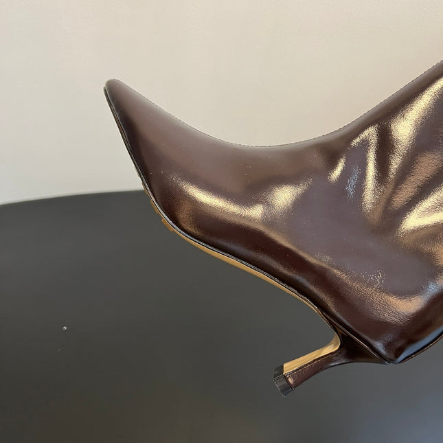 BOTTEGA VENETA 26S POINTED-TOE BOOTS 50 MM IN DARK BROWN CALFSKIN