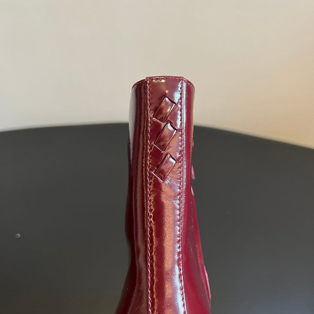 BOTTEGA VENETA 26S POINTED-TOE BOOTS 50 MM IN DARK RED CALFSKIN