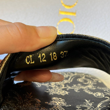 DIOR 26S DWAY SLIDE COTTON EMBROIDERED IN BLACK AND GOLD FLORAL MOTIF