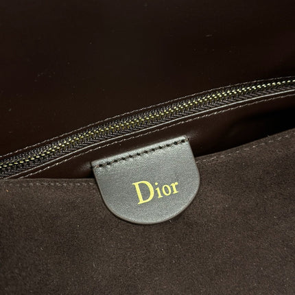 DIOR 26S DIORLY BAG 33 IN DRAK BROWN SUEDE